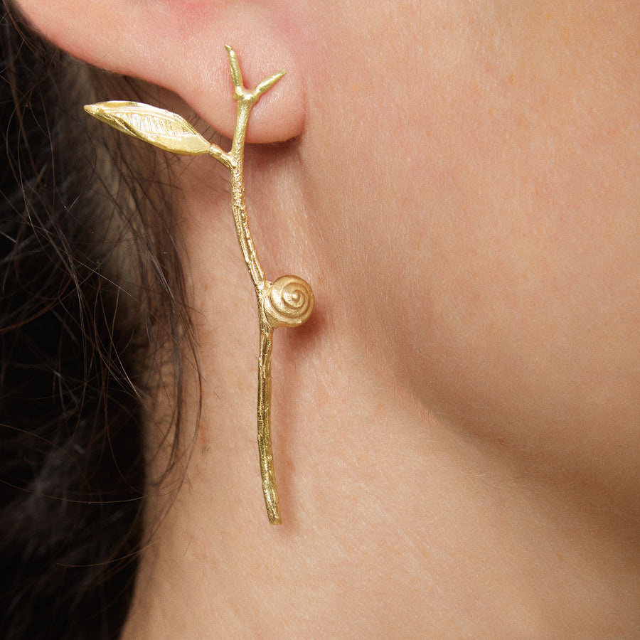 Twig and Snail earring