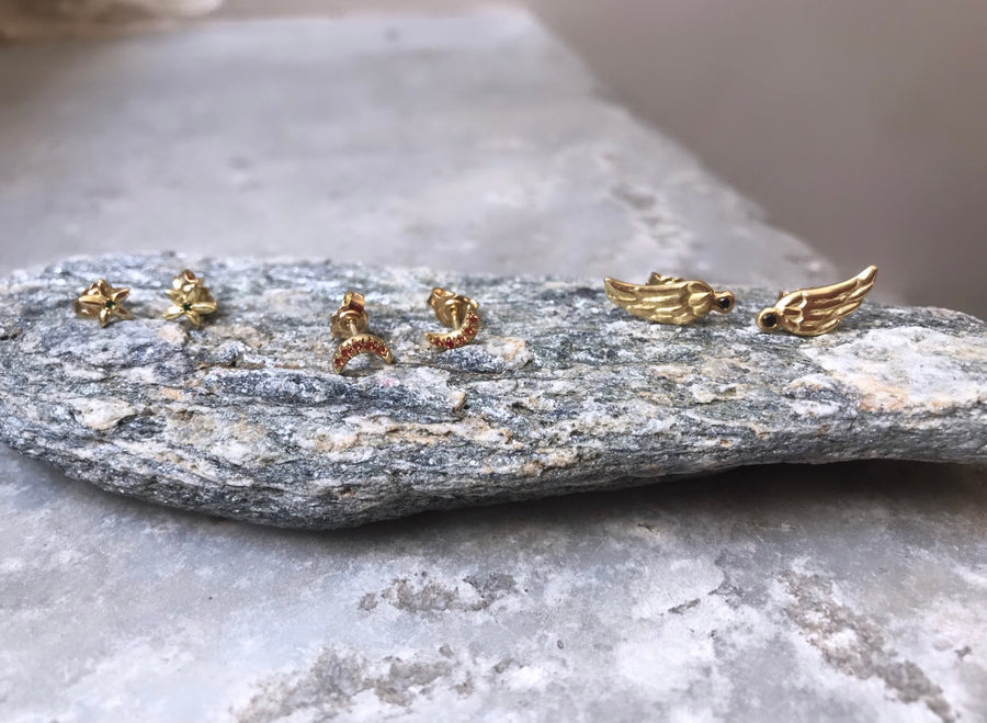 Orange Sapphire Moon Studs